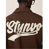 image:imageGORGLITTER Mens Embroidered Striped Letter Boxy Cropped Button Up ShirtsCoffee Brown