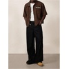 image:imageGORGLITTER Mens Embroidered Striped Letter Boxy Cropped Button Up ShirtsCoffee Brown
