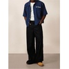 image:imageGORGLITTER Mens Embroidered Striped Letter Boxy Cropped Button Up ShirtsDark Blue