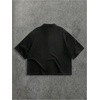 image:imageGORGLITTER Mens Graphic Button Up Cropped Shirt Short Sleeve Boxy Crop TopBlack