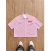 image:imageGORGLITTER Mens Graphic Button Up Cropped Shirt Short Sleeve Boxy Crop TopPink