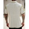 image:imageGORGLITTER Mens Knit Shirts Short Sleeve Button Up Crochet ShirtMulticolor