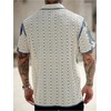 image:imageGORGLITTER Mens Knit Shirts Short Sleeve Button Up Crochet ShirtWhite and Green