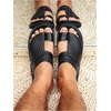 image:imageGORGLITTER Mens Leather Sandals Beach Open Toe Slippers Strap Slide ShoesBlack