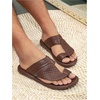 image:imageGORGLITTER Mens Leather Sandals Beach Open Toe Slippers Strap Slide ShoesBrown