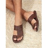 image:imageGORGLITTER Mens Leather Sandals Beach Open Toe Slippers Strap Slide ShoesBrown