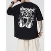 image:imageGORGLITTER Mens Letter Graphic Tee Round Neck Short Sleeve Loose TShirtBlack Bear and Letter