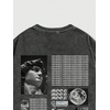 image:imageGORGLITTER Mens Letter Graphic Tee Round Neck Short Sleeve Loose TShirtBlack Bleached