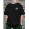 image:imageGORGLITTER Mens Letter Graphic Tee Round Neck Short Sleeve Loose TShirtBlack Figure