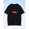 image:imageGORGLITTER Mens Letter Graphic Tee Round Neck Short Sleeve Loose TShirtBlack Japanese Letter  Flower