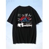 image:imageGORGLITTER Mens Letter Graphic Tee Round Neck Short Sleeve Loose TShirtBlack Japanese Letter  Flower