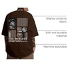 image:imageGORGLITTER Mens Letter Graphic Tee Round Neck Short Sleeve Loose TShirtChocolate Brown Figure