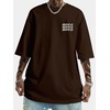 image:imageGORGLITTER Mens Letter Graphic Tee Round Neck Short Sleeve Loose TShirtChocolate Brown Figure