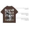 image:imageGORGLITTER Mens Letter Graphic Tee Round Neck Short Sleeve Loose TShirtChocolate Brown Slogan  Figure