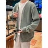 image:imageGORGLITTER Mens Oversized Cardigan Casual Button Up V Neck Fall SweaterArmy Green