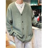 image:imageGORGLITTER Mens Oversized Cardigan Casual Button Up V Neck Fall SweaterArmy Green