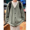 image:imageGORGLITTER Mens Oversized Cardigan Casual Button Up V Neck Fall SweaterArmy Green