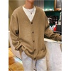 image:imageGORGLITTER Mens Oversized Cardigan Casual Button Up V Neck Fall SweaterBrown