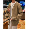 image:imageGORGLITTER Mens Oversized Cardigan Casual Button Up V Neck Fall SweaterBrown