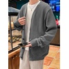 image:imageGORGLITTER Mens Oversized Cardigan Casual Button Up V Neck Fall SweaterSolid Grey