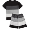 image:imageGORGLITTER Mens Summer Vacation Beach 2 Piece Outfits T Shirt Short SetsBlack Grey White