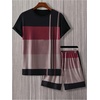 image:imageGORGLITTER Mens Summer Vacation Beach 2 Piece Outfits T Shirt Short SetsMulticolor Red