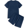 image:imageGORGLITTER Mens Summer Vacation Beach 2 Piece Outfits T Shirt Short SetsMulticolour Blue