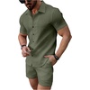 image:imageGORGLITTER Mens Vacation Summer Cruise Outfits 2 Piece Linen Shorts SetsArmy Green
