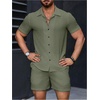 image:imageGORGLITTER Mens Vacation Summer Cruise Outfits 2 Piece Linen Shorts SetsArmy Green