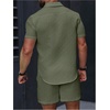image:imageGORGLITTER Mens Vacation Summer Cruise Outfits 2 Piece Linen Shorts SetsArmy Green