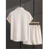 image:imageGORGLITTER Mens Vacation Summer Cruise Outfits 2 Piece Linen Shorts SetsBeige