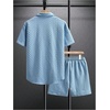 image:imageGORGLITTER Mens Vacation Summer Cruise Outfits 2 Piece Linen Shorts SetsBlue