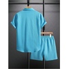 image:imageGORGLITTER Mens Vacation Summer Cruise Outfits 2 Piece Linen Shorts SetsBlue Casual