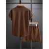 image:imageGORGLITTER Mens Vacation Summer Cruise Outfits 2 Piece Linen Shorts SetsCoffee Brown
