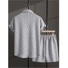 image:imageGORGLITTER Mens Vacation Summer Cruise Outfits 2 Piece Linen Shorts SetsGrey
