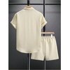 image:imageGORGLITTER Mens Vacation Summer Cruise Outfits 2 Piece Linen Shorts SetsKhaki