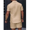 image:imageGORGLITTER Mens Vacation Summer Cruise Outfits 2 Piece Linen Shorts SetsLight Khaki