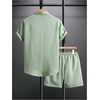 image:imageGORGLITTER Mens Vacation Summer Cruise Outfits 2 Piece Linen Shorts SetsLime Green Solid
