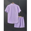 image:imageGORGLITTER Mens Vacation Summer Cruise Outfits 2 Piece Linen Shorts SetsMauve Purple