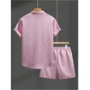 image:imageGORGLITTER Mens Vacation Summer Cruise Outfits 2 Piece Linen Shorts SetsPink