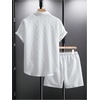 image:imageGORGLITTER Mens Vacation Summer Cruise Outfits 2 Piece Linen Shorts SetsPlain White