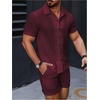 image:imageGORGLITTER Mens Vacation Summer Cruise Outfits 2 Piece Linen Shorts SetsRusty Rose