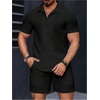 image:imageGORGLITTER Mens Vacation Summer Cruise Outfits 2 Piece Linen Shorts SetsSolid Black