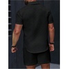 image:imageGORGLITTER Mens Vacation Summer Cruise Outfits 2 Piece Linen Shorts SetsSolid Black