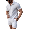 image:imageGORGLITTER Mens Vacation Summer Cruise Outfits 2 Piece Linen Shorts SetsSolid White