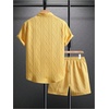 image:imageGORGLITTER Mens Vacation Summer Cruise Outfits 2 Piece Linen Shorts SetsSolid Yellow