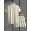 image:imageGORGLITTER Mens Vacation Summer Cruise Outfits 2 Piece Linen Shorts SetsYellow