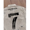 image:imageGORGLITTER Mens Y2K Striped Cropped Shirts Short Sleeve Button Up Crop TopKhaki