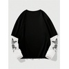 image:imageGORGLITTER Mens Y2k Goth Shirt Graphic Oversized Long Sleeve StreetwearBlack and White
