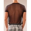 image:imageGORGLITTER Mens Y2k Sheer Mesh Glitter Short Sleeve Going Out Crop TopsBlack
